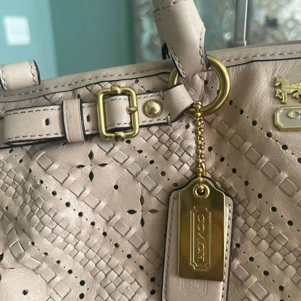 Coach Madison Criss Cross Leather Sophia Satchel Shoulder Bag